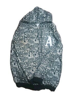 RARE Oakland A's Athletics Vintage 3XL Zip Up Newspaper Hoodie